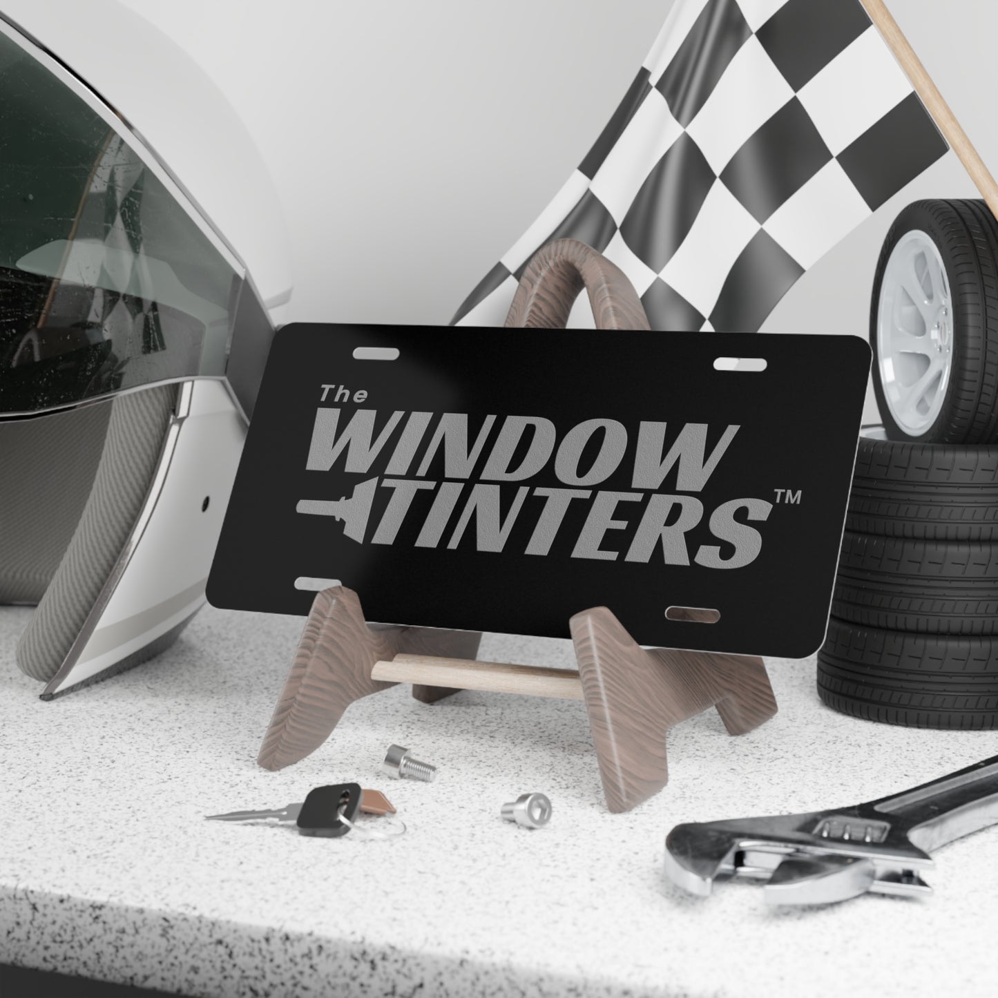 The Window Tinters Plate (Grey Words)