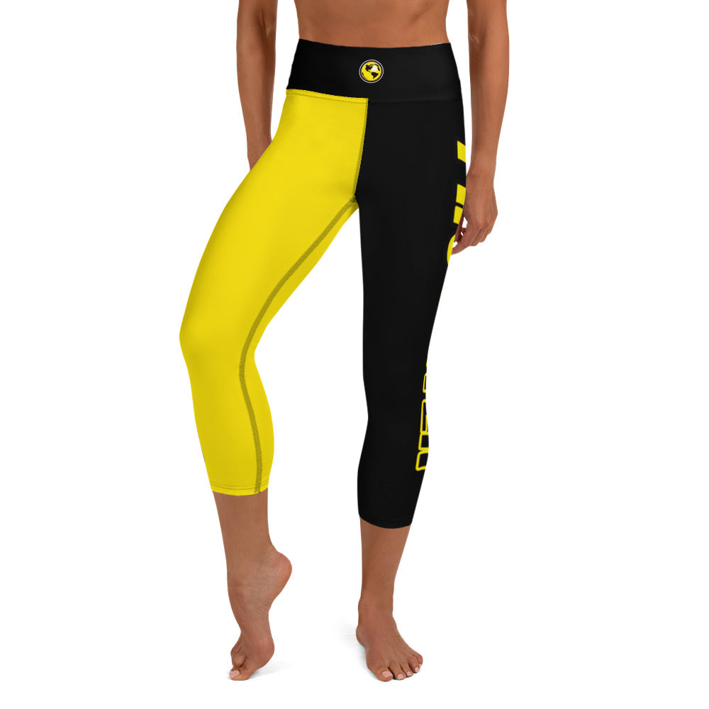Tint World PRO Tinter (Special Design)Yellow & Black Capri Leggings