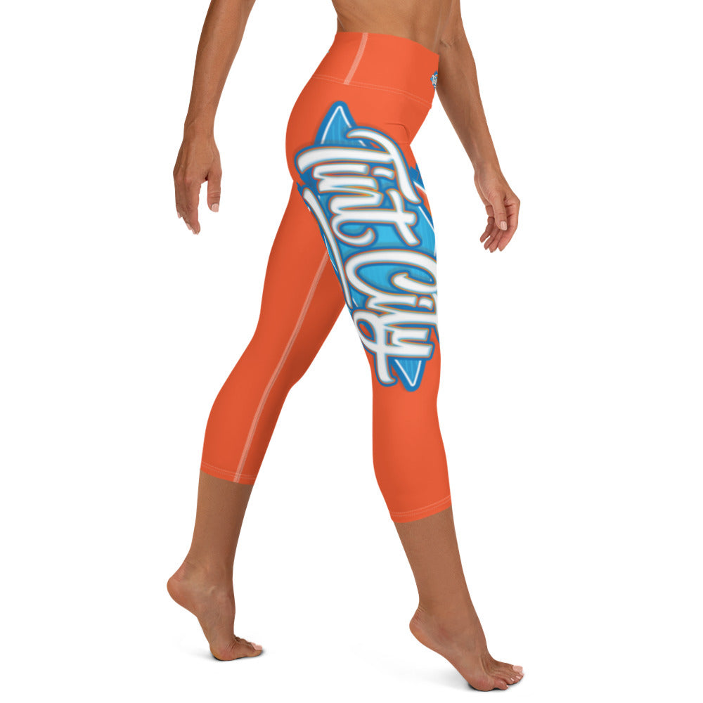 Tint City Orange Capri Leggings by PRO Tinter (Special Design)