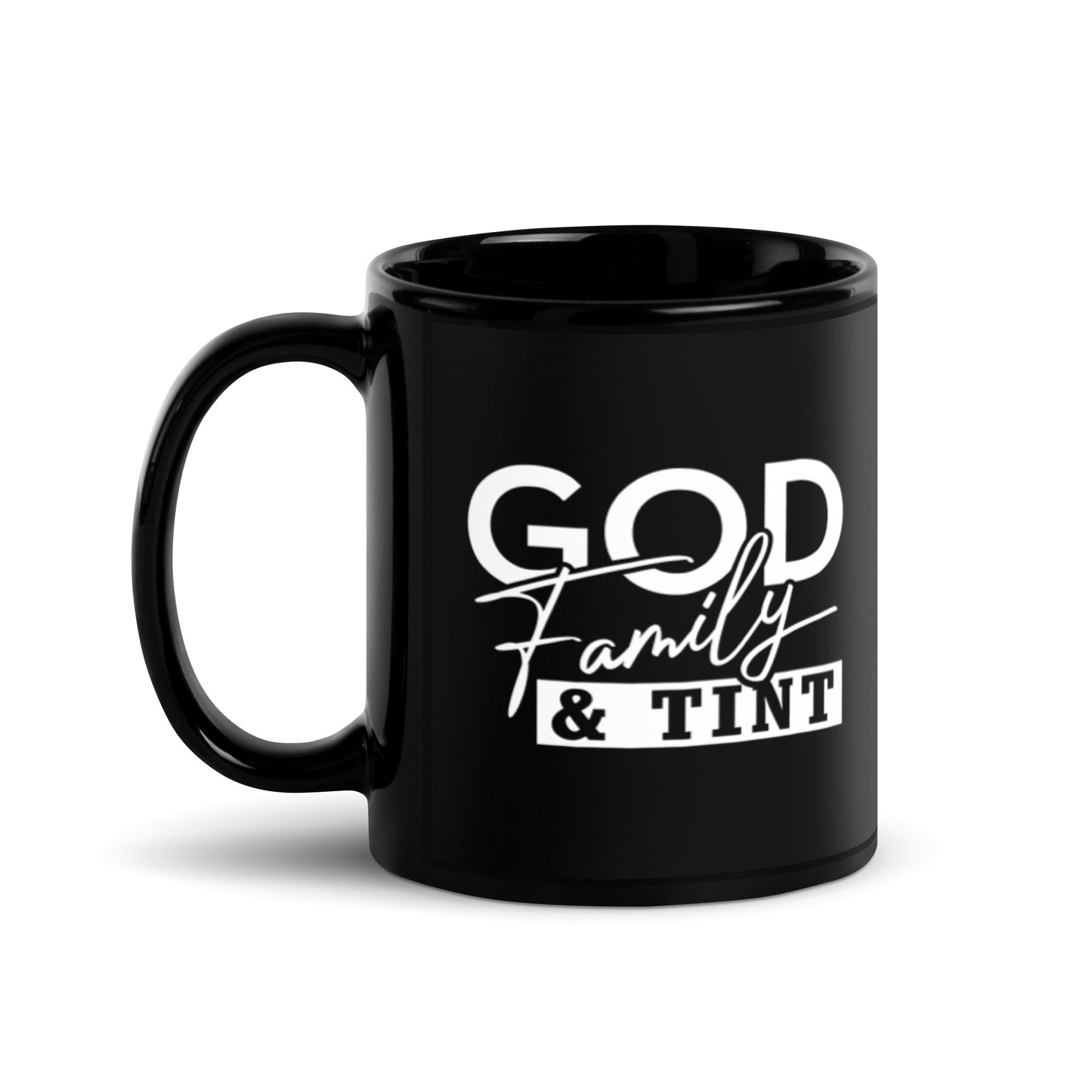 GOD FAMILY & TINT Black Coffee Mug