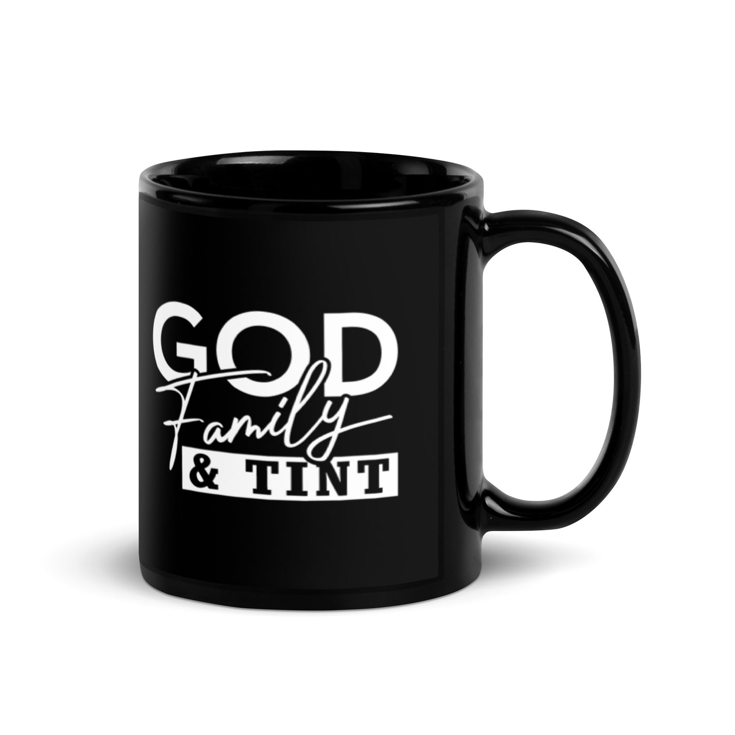 GOD FAMILY & TINT Black Coffee Mug
