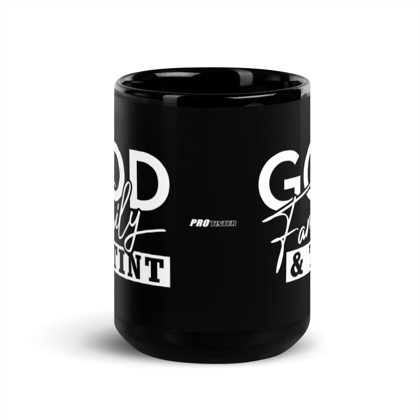 GOD FAMILY & TINT Black Coffee Mug